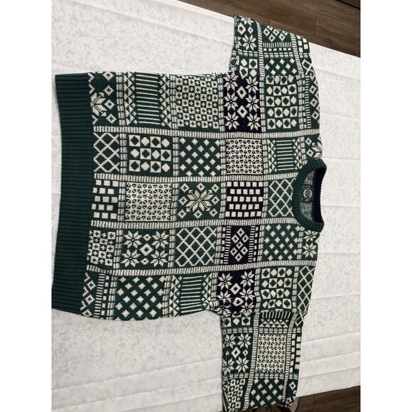 Vintage JanTzen Men’s Sweater Holiday Green And White Holiday Theme Size XL - Picture 3 of 9